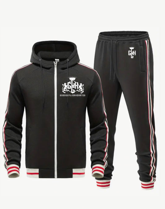 JOGGING SUIT - HOODIE ZIP UP (Black/Red)