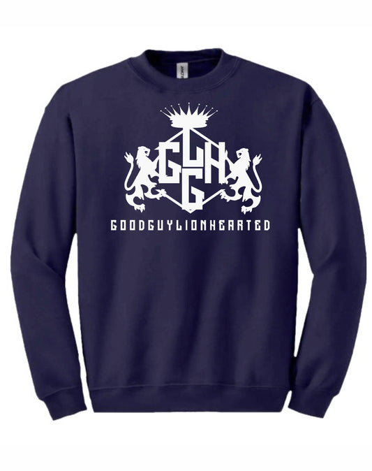 SWEATSHIRT - LION CREST (Navy/White)