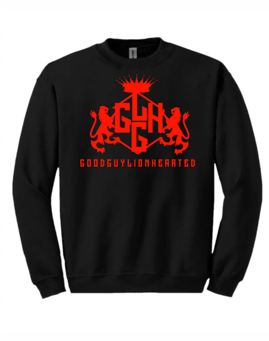 SWEATSHIRT - LION CREST (Black/Red)