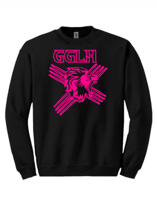 SWEATSHIRT - ROARING LION (Black/Pink)